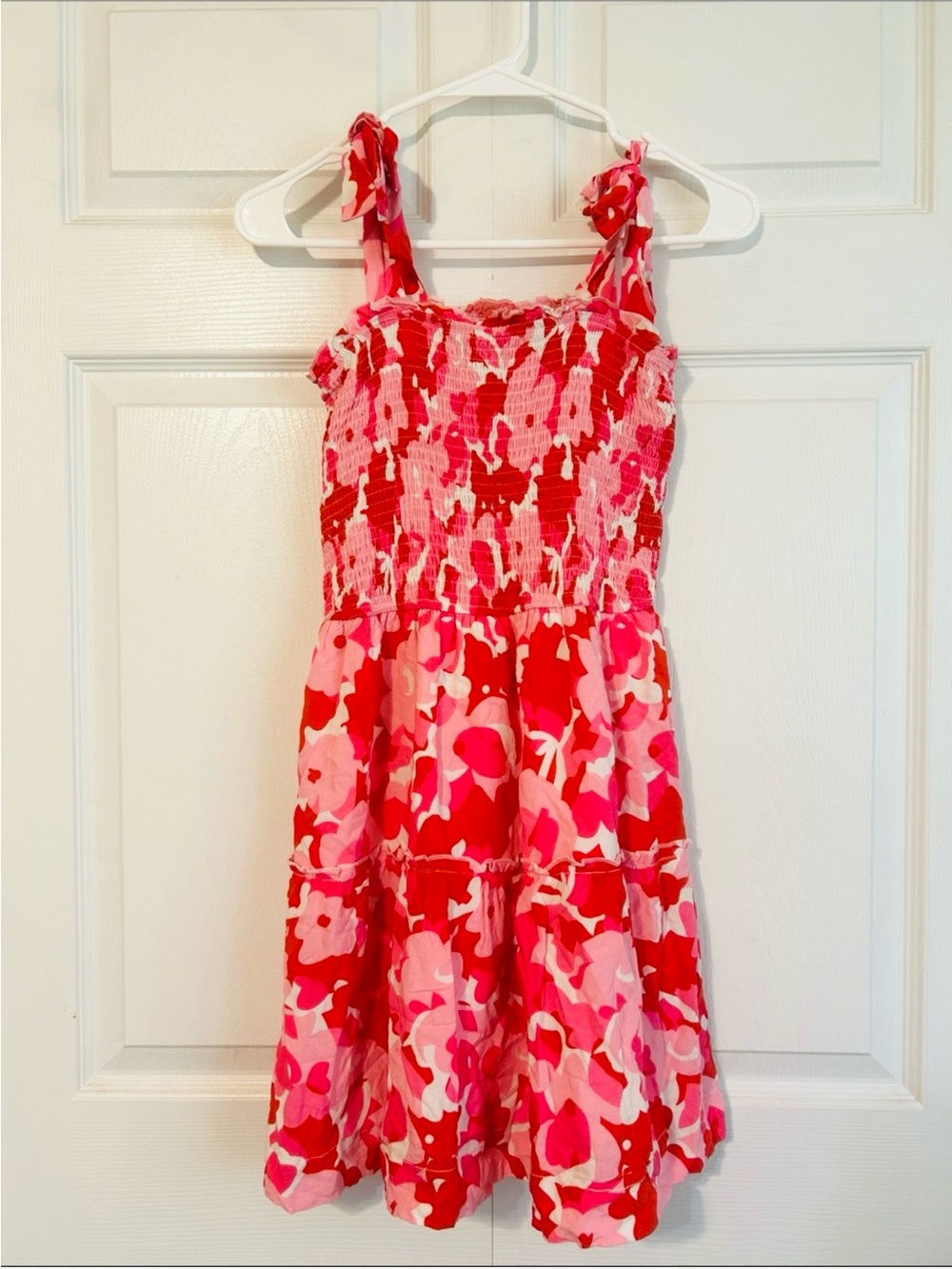 4 for $25! Pink & Red Floral Smocked Sundress